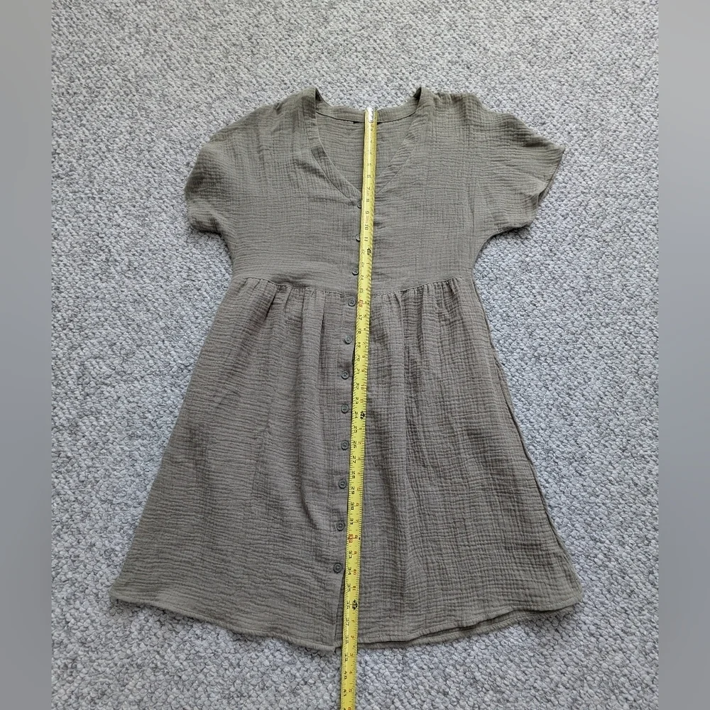 George Women's (Size L) Khaki Colored Cotton Short Sleeve Dress w/Pockets - Picture 6 of 13